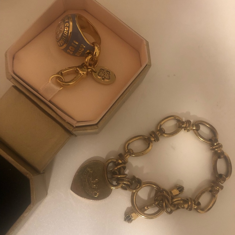 Juicy Couture 2011 Class of Couture Ring Charm with Charm Bracelet RARE